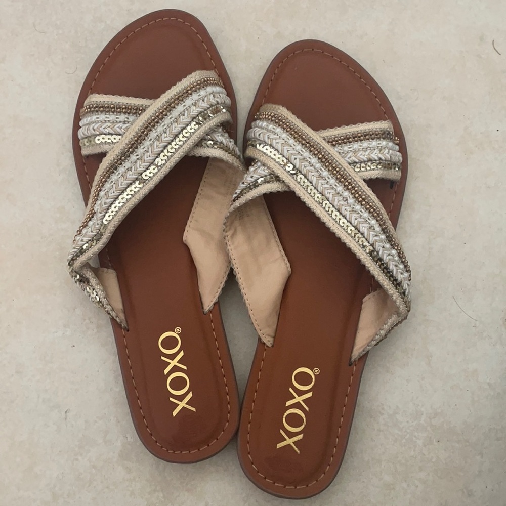 XOXO gold sandals NWT